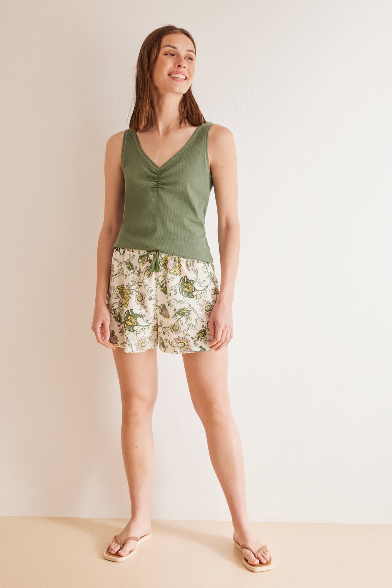 Green Cotton Short Pajamas_03