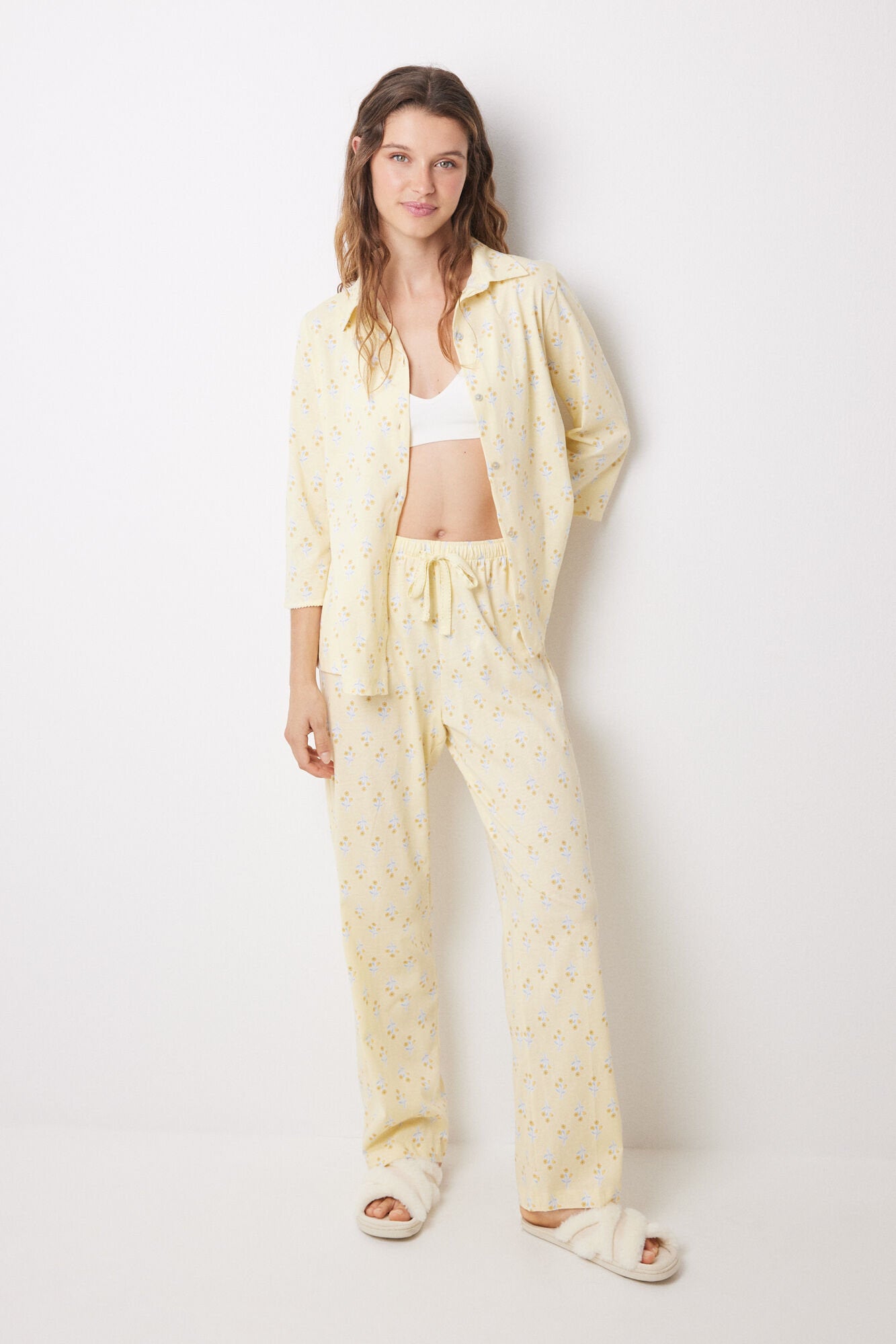 Cotton T-Shirt Pajamas Allover Flowers_03