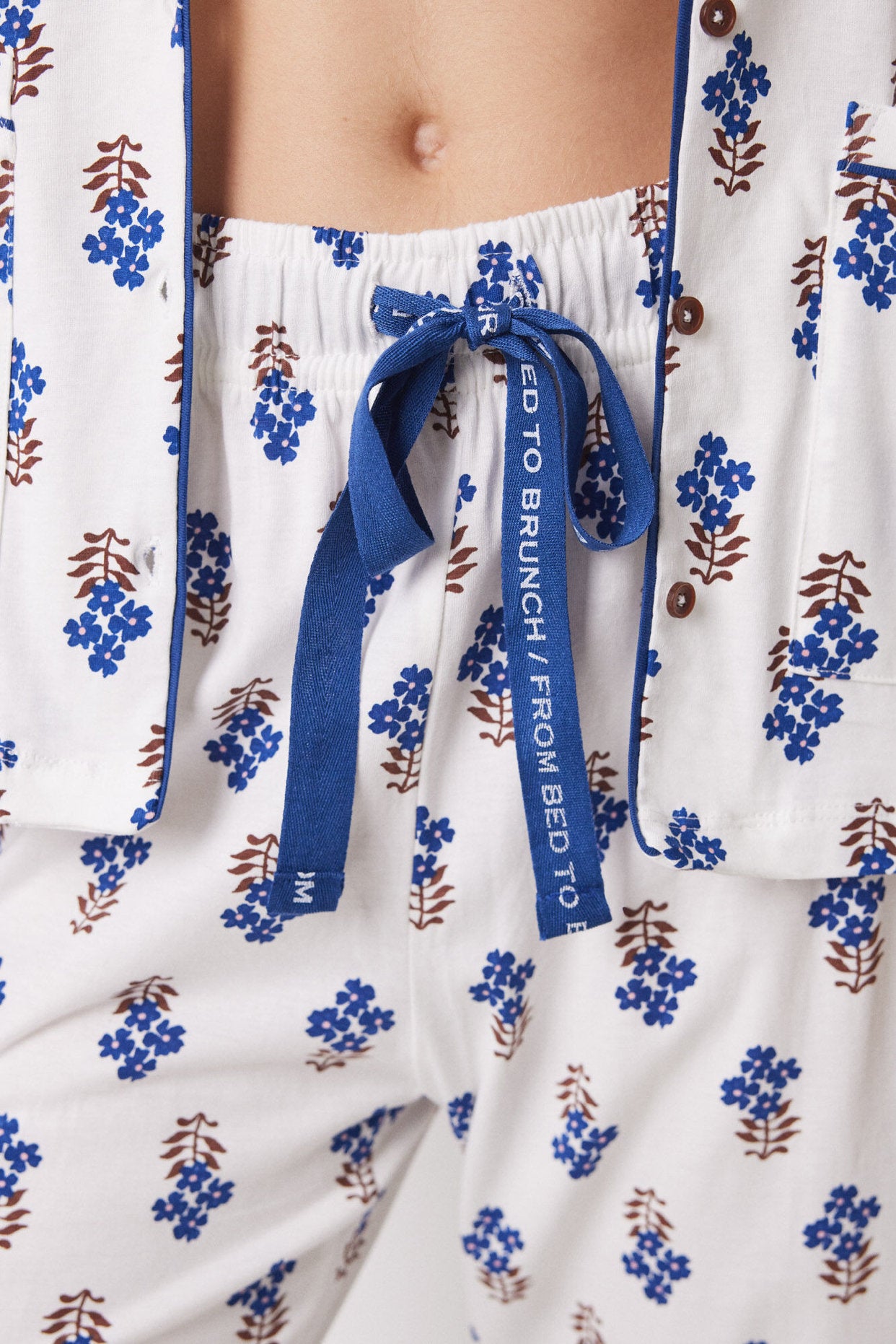 100% Cotton Flower Long Shirt Pajamas_02