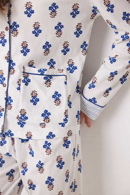 100% Cotton Flower Long Shirt Pajamas_04