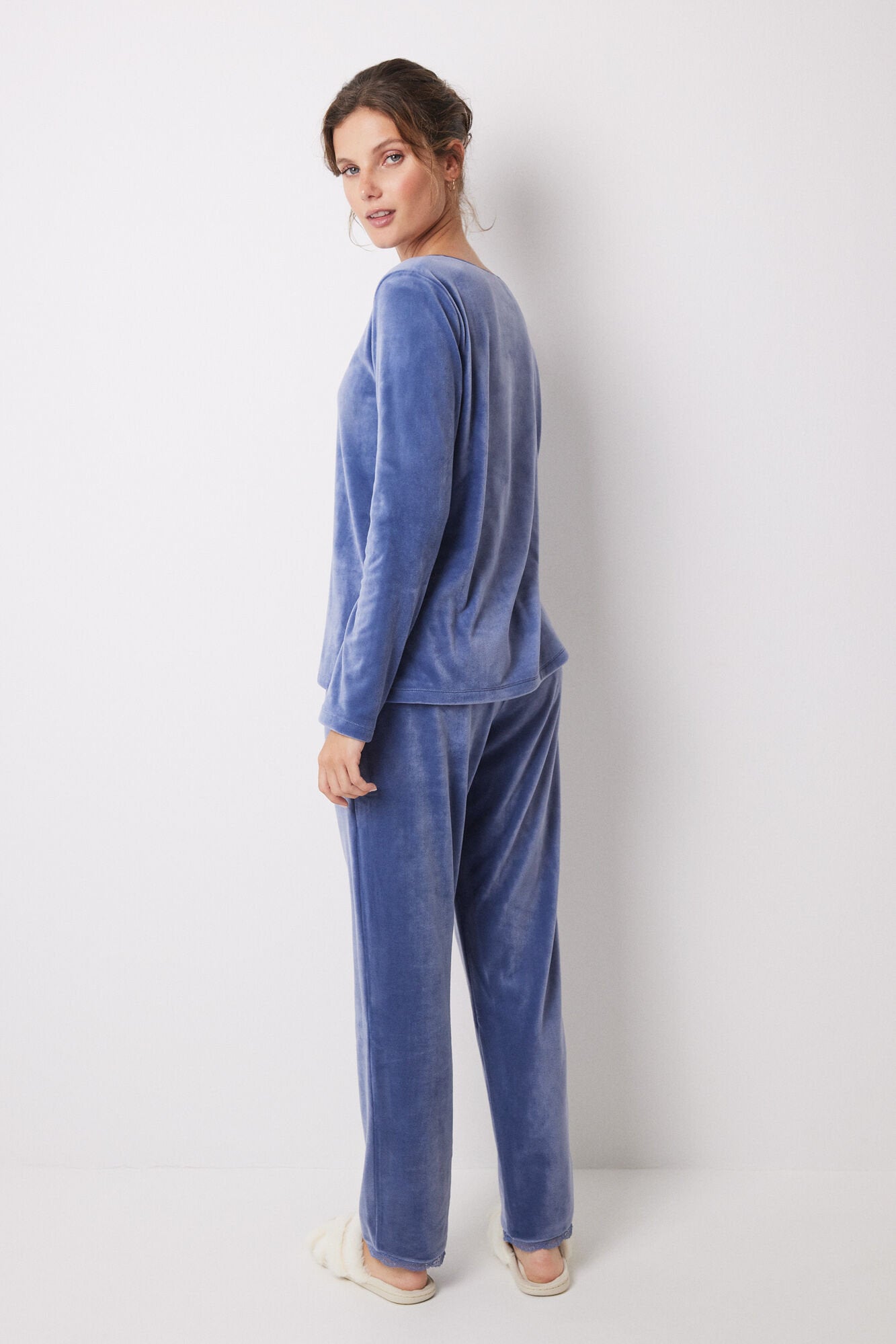 Long Pajamas Velvet Soft Touch Blue_04