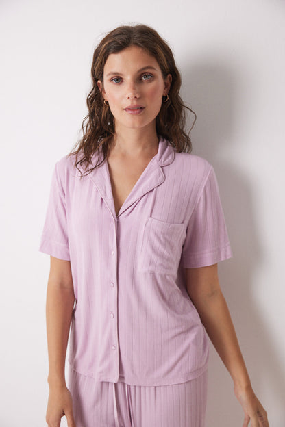 T-Shirt Pajamas Capri Soft Touch Pink_01