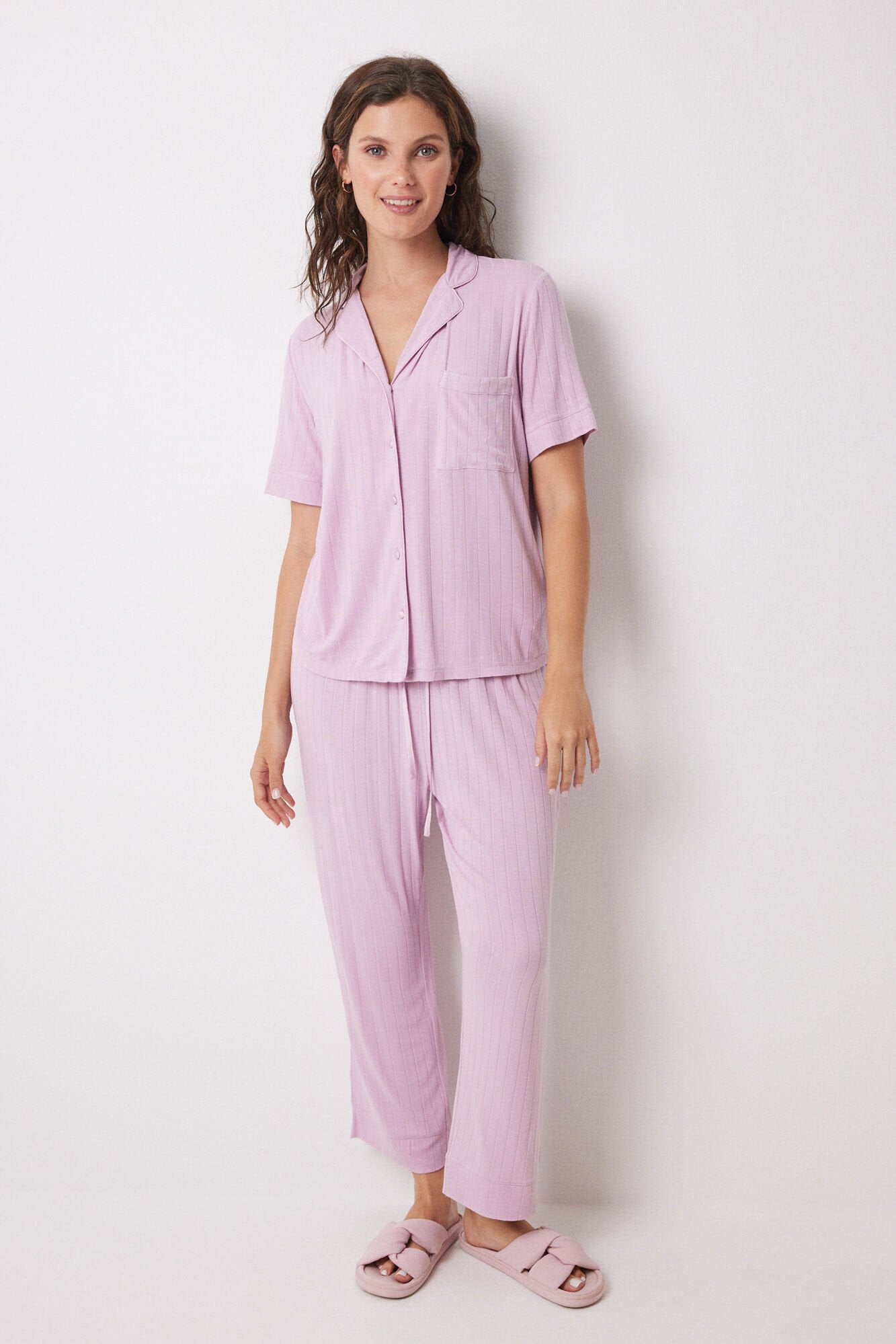 T-Shirt Pajamas Capri Soft Touch Pink_02