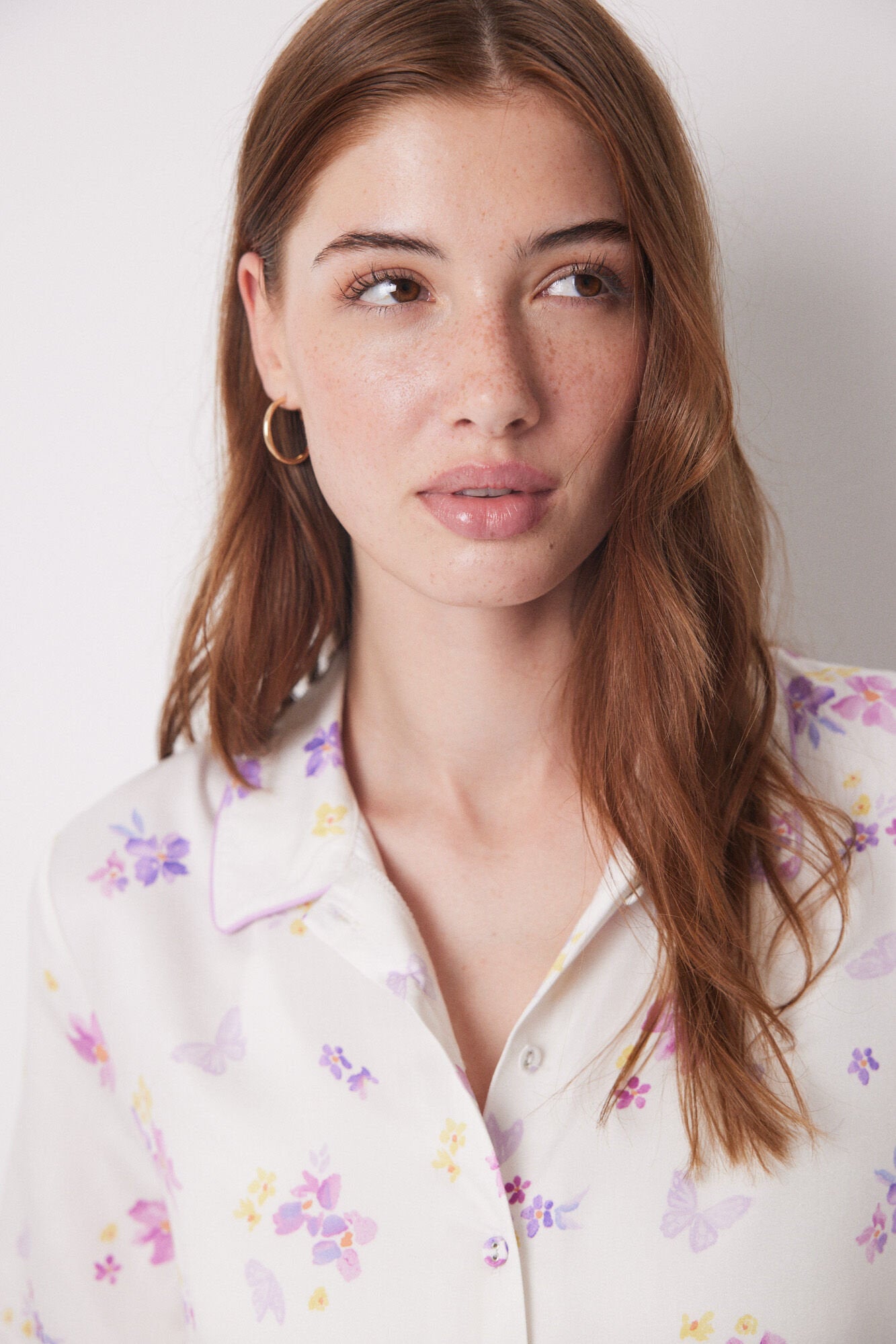 Pajama T-Shirt Soft Touch White Butterflies_02