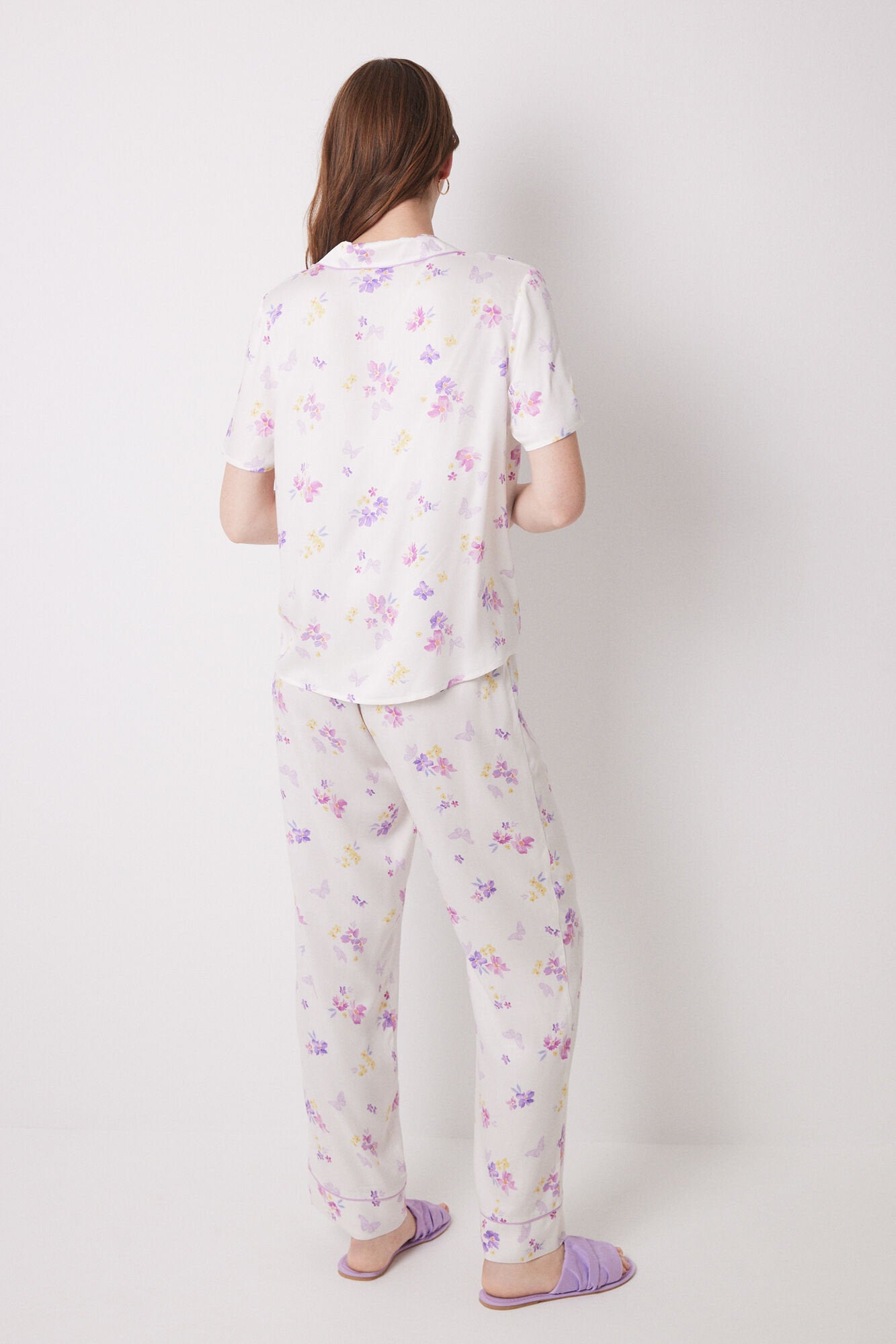 Pajama T-Shirt Soft Touch White Butterflies_06