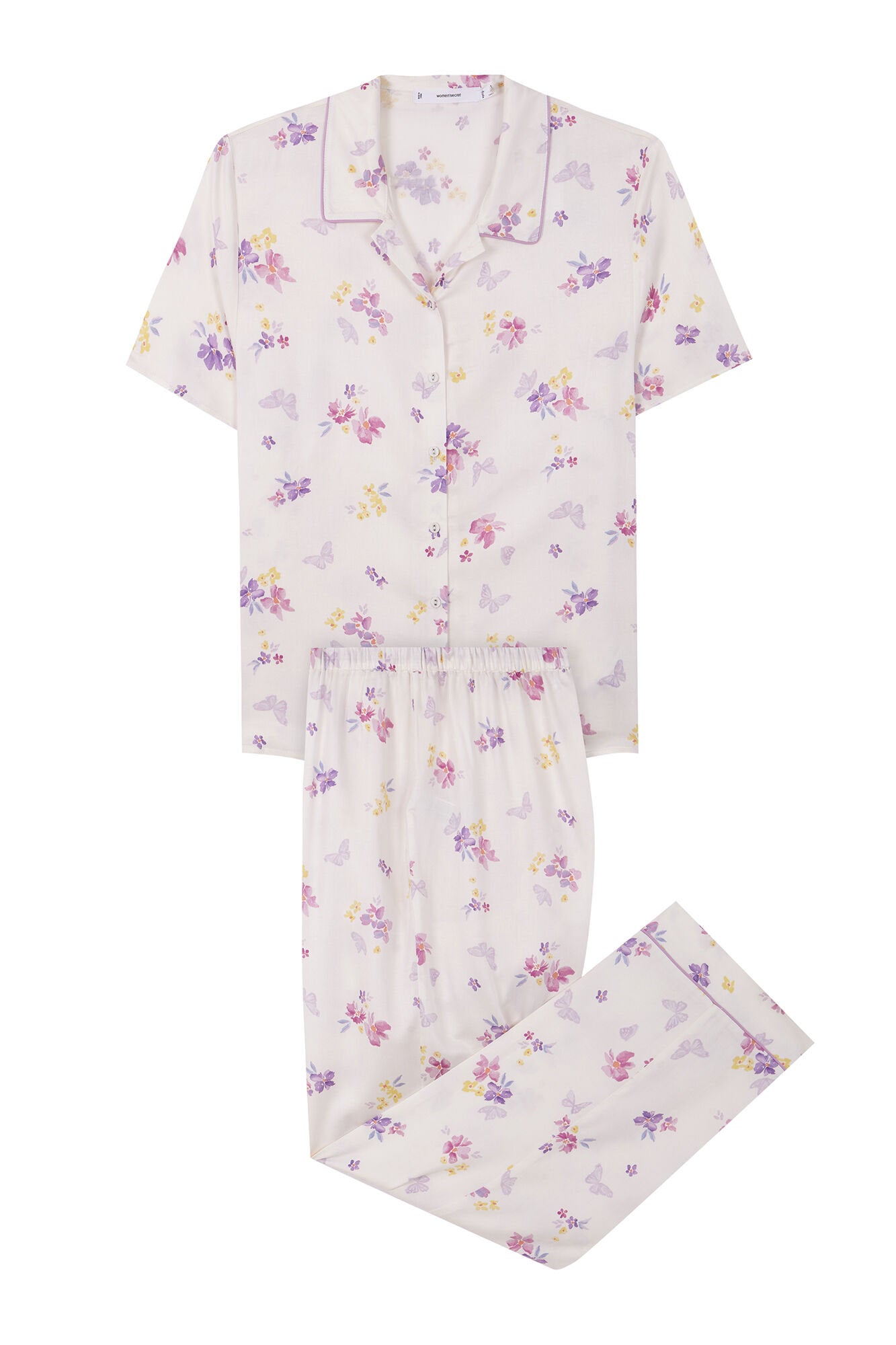 Pajama T-Shirt Soft Touch White Butterflies_07