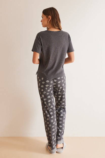 Long 100% Cotton Grey Shell Pajamas_06