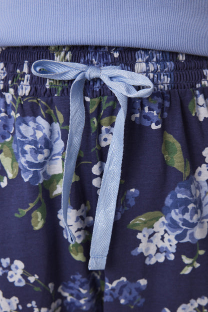 Women Secret_Lake Pajamas 100% Cotton Ribbed Blue Flowers_3599149_14_05