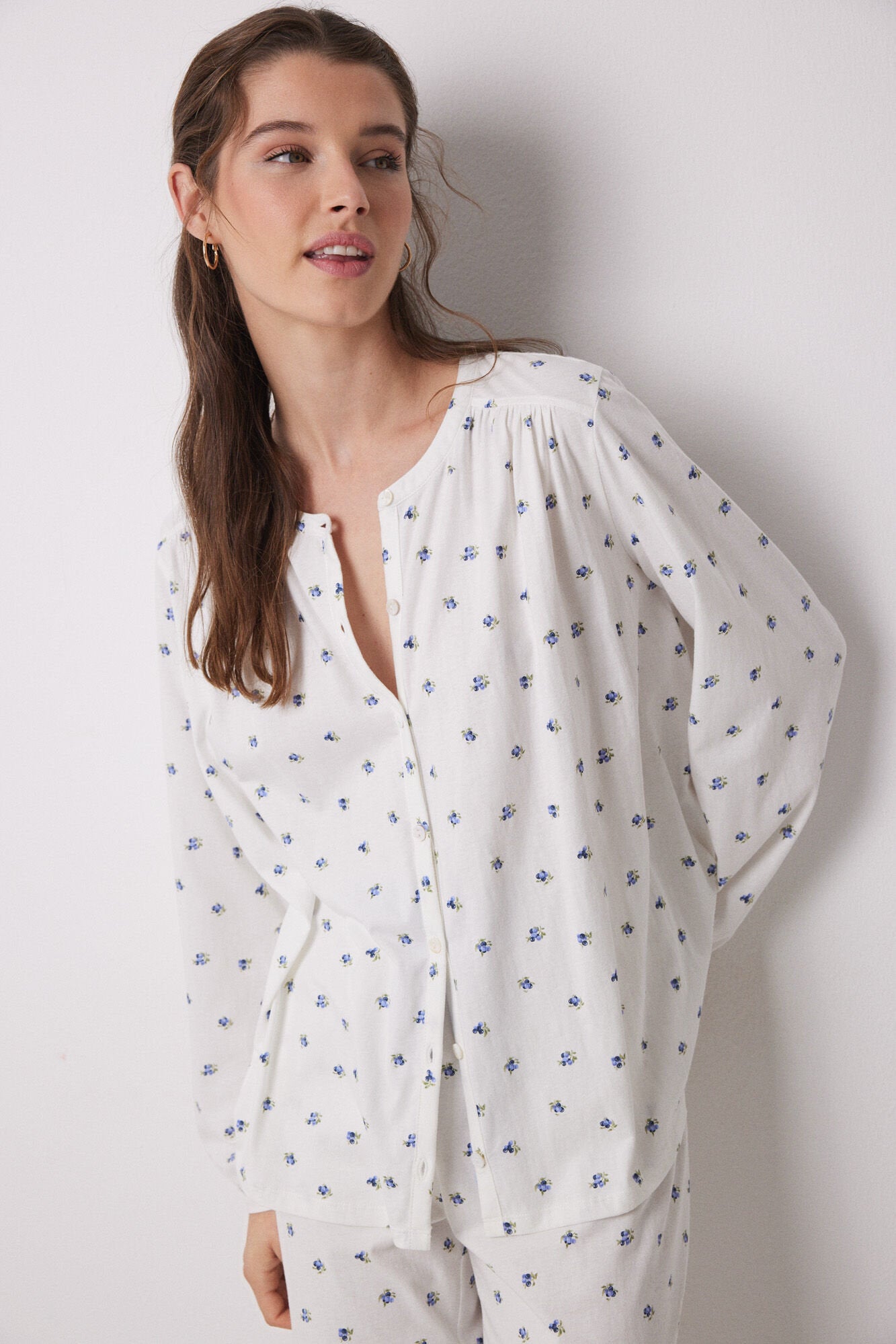 Women Secret_Long Pajamas 100% Cotton White Flowers_3599162_19_03