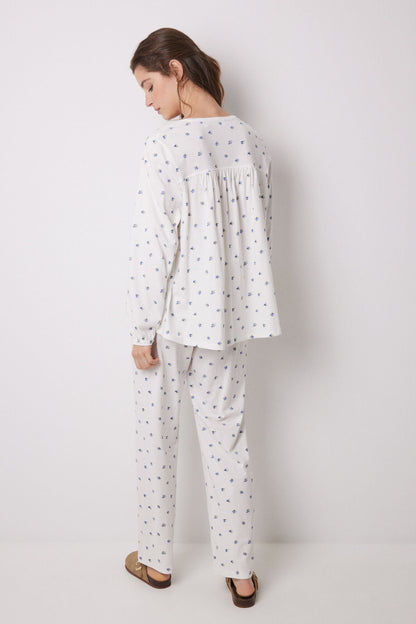 Women Secret_Long Pajamas 100% Cotton White Flowers_3599162_19_05