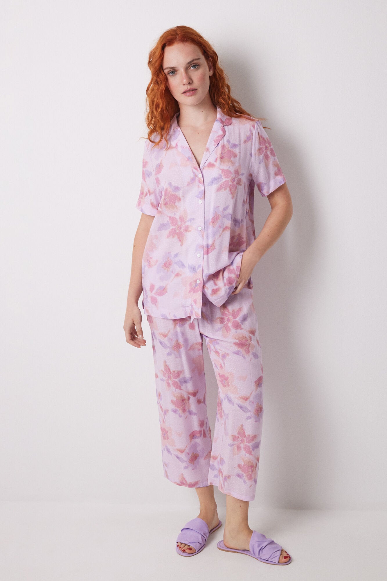 Women Secret_Capri Viscose Floral Shirt Pajamas_3599164_79_02