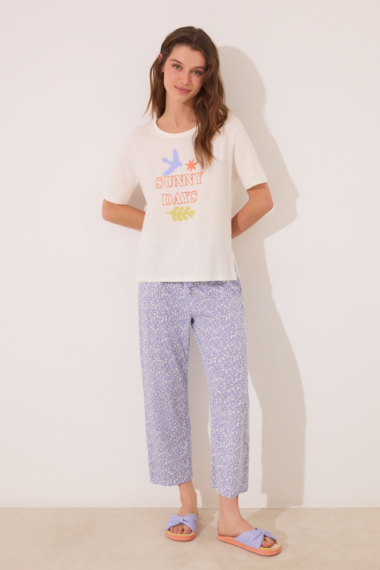 Women Secret_Capri Pyjamas 100% Cotton White Flowers_3599169_96_02