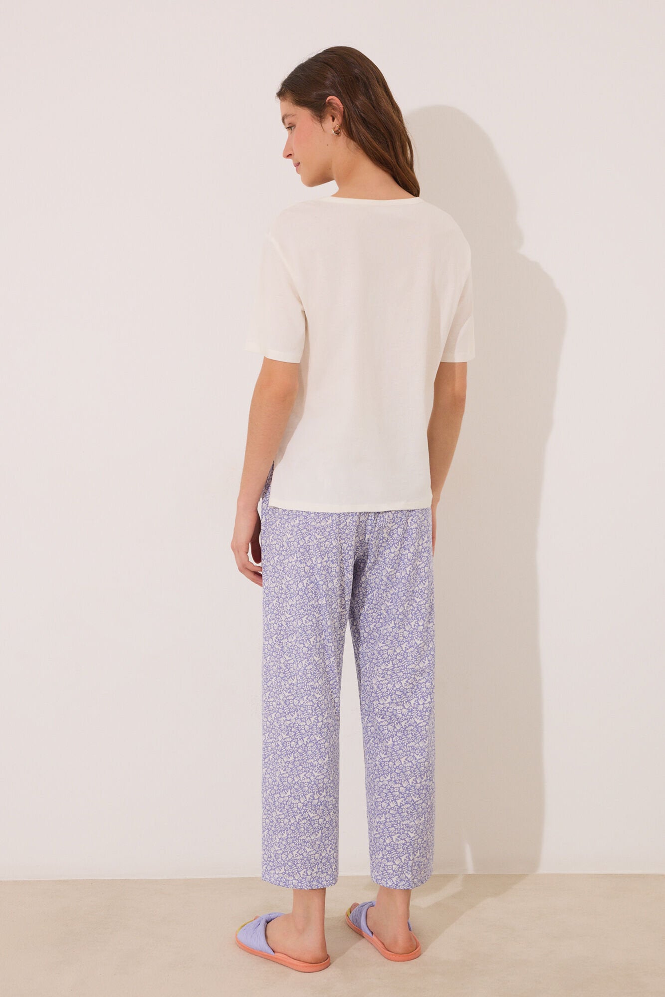 Women Secret_Capri Pyjamas 100% Cotton White Flowers_3599169_96_05