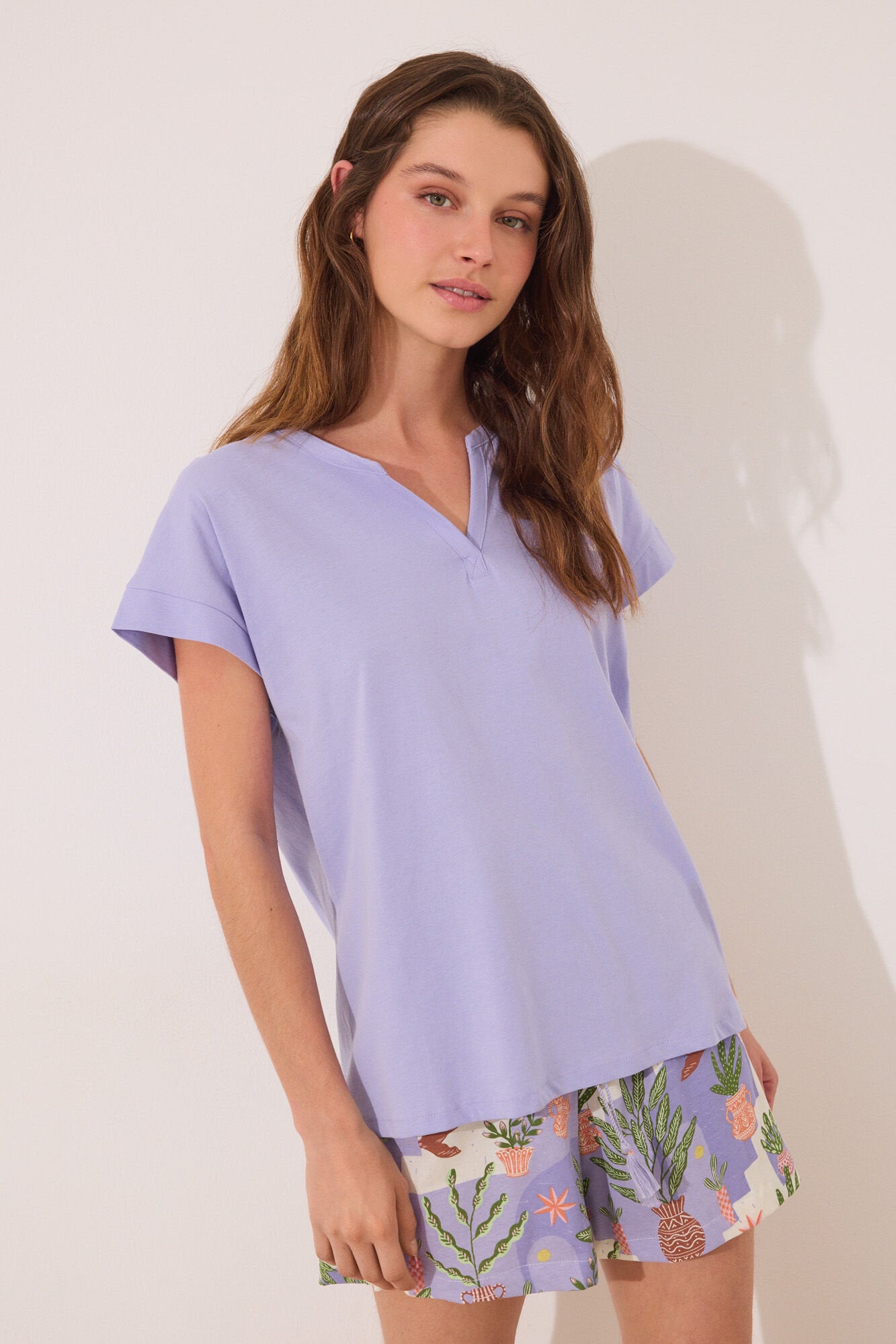 Women Secret_100% Cotton Short Pyjamas with Flower Pots_3599170_75_03
