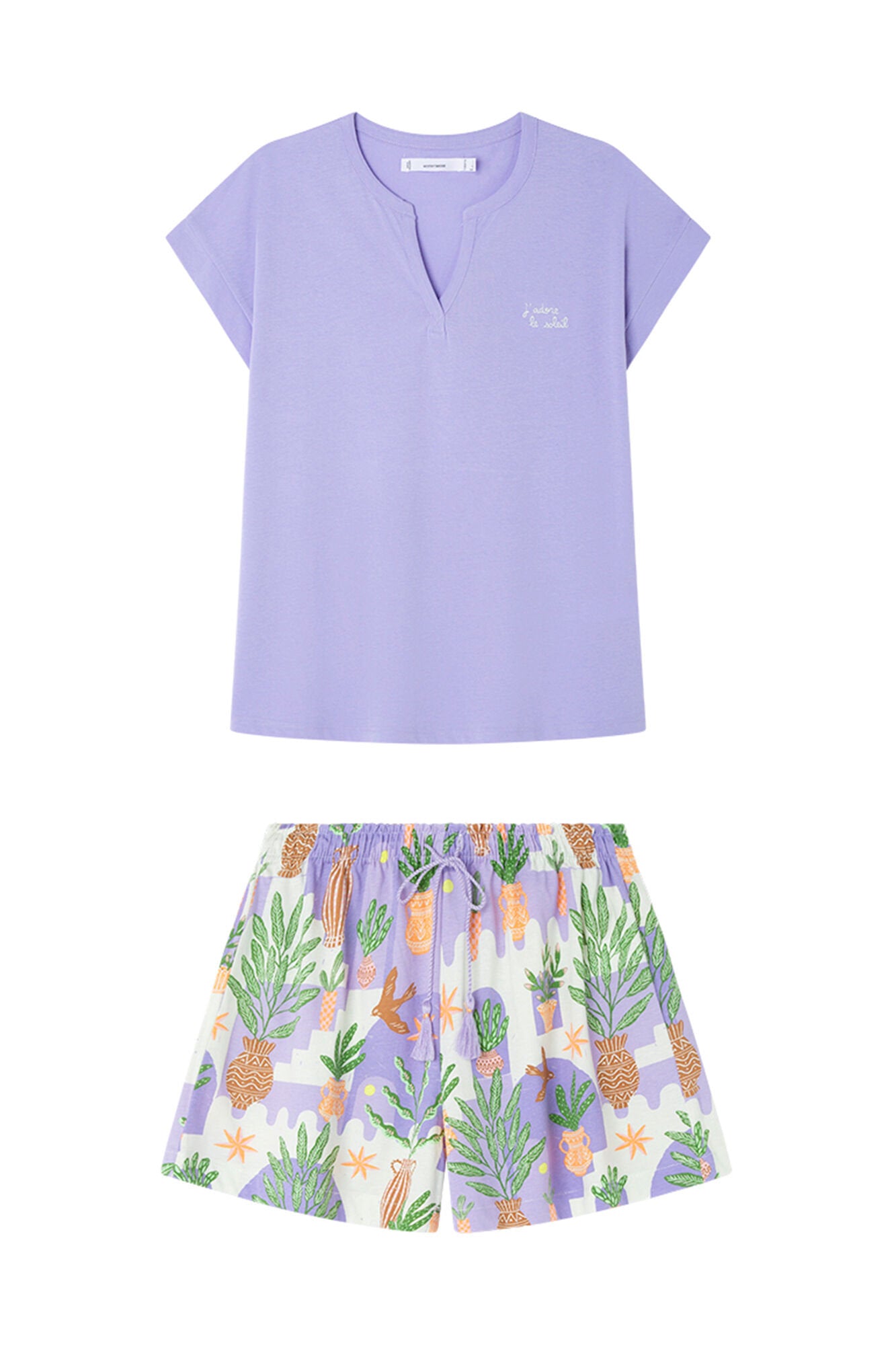 Women Secret_100% Cotton Short Pyjamas with Flower Pots_3599170_75_07