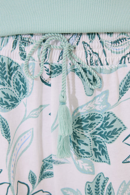 Women Secret_Turquoise Green Long Pyjamas with Flowers_3599173_28_04