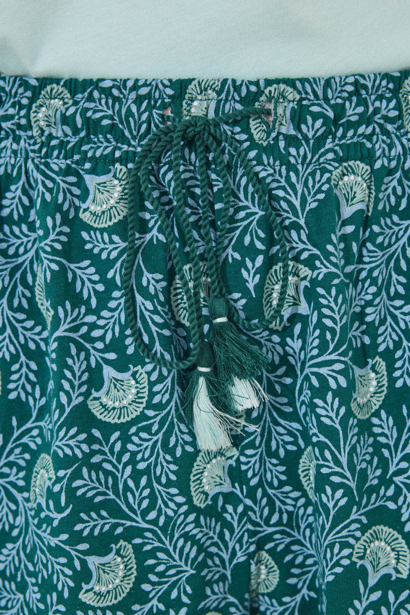 Women Secret_Short Pyjamas 100% Cotton Green Flowers_3599175_28_05