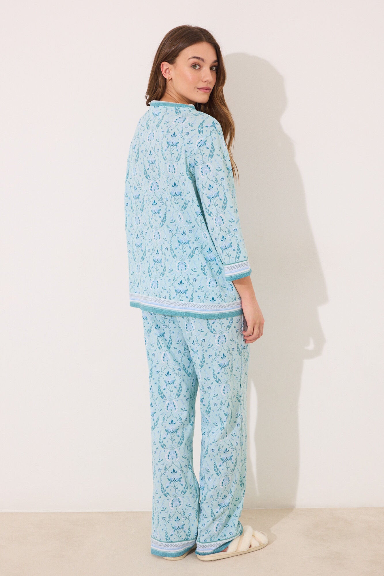 Women Secret_100% Cotton Green Flower Print Pyjamas_3599179_28_05