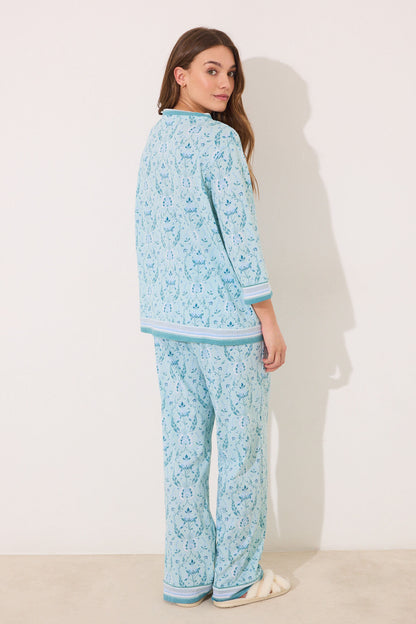 Women Secret_100% Cotton Green Flower Print Pyjamas_3599179_28_05