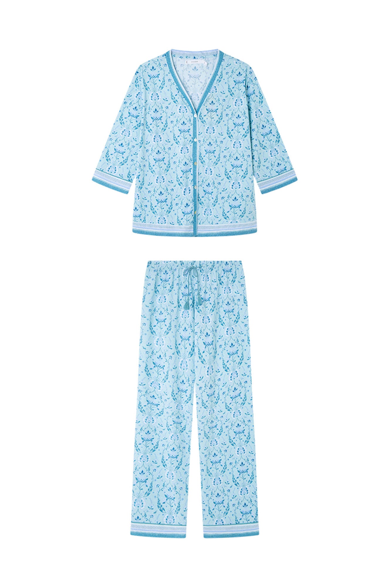 Women Secret_100% Cotton Green Flower Print Pyjamas_3599179_28_07