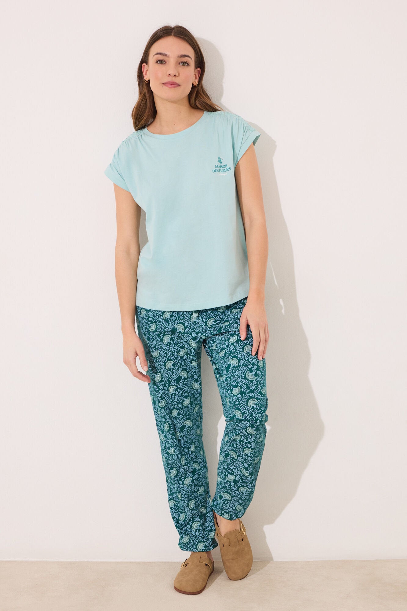 Women Secret_100% Cotton Green Flower Pyjamas_3599181_20_06