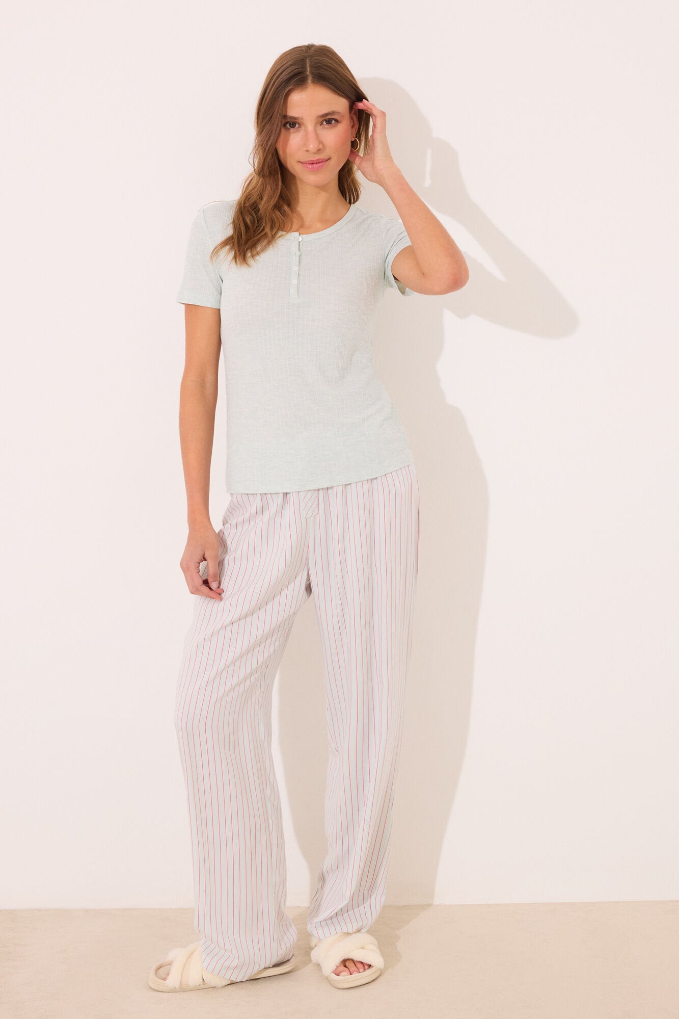 Women Secret_Striped Ribbed Viscose Pyjamas_3599185_23_03