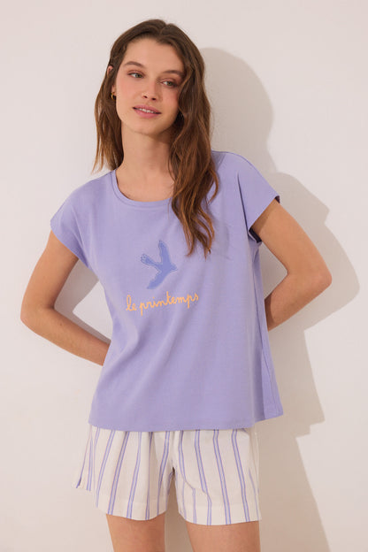 Women Secret_Short Lilac Striped Cotton Short Pyjamas_3599187_75_01