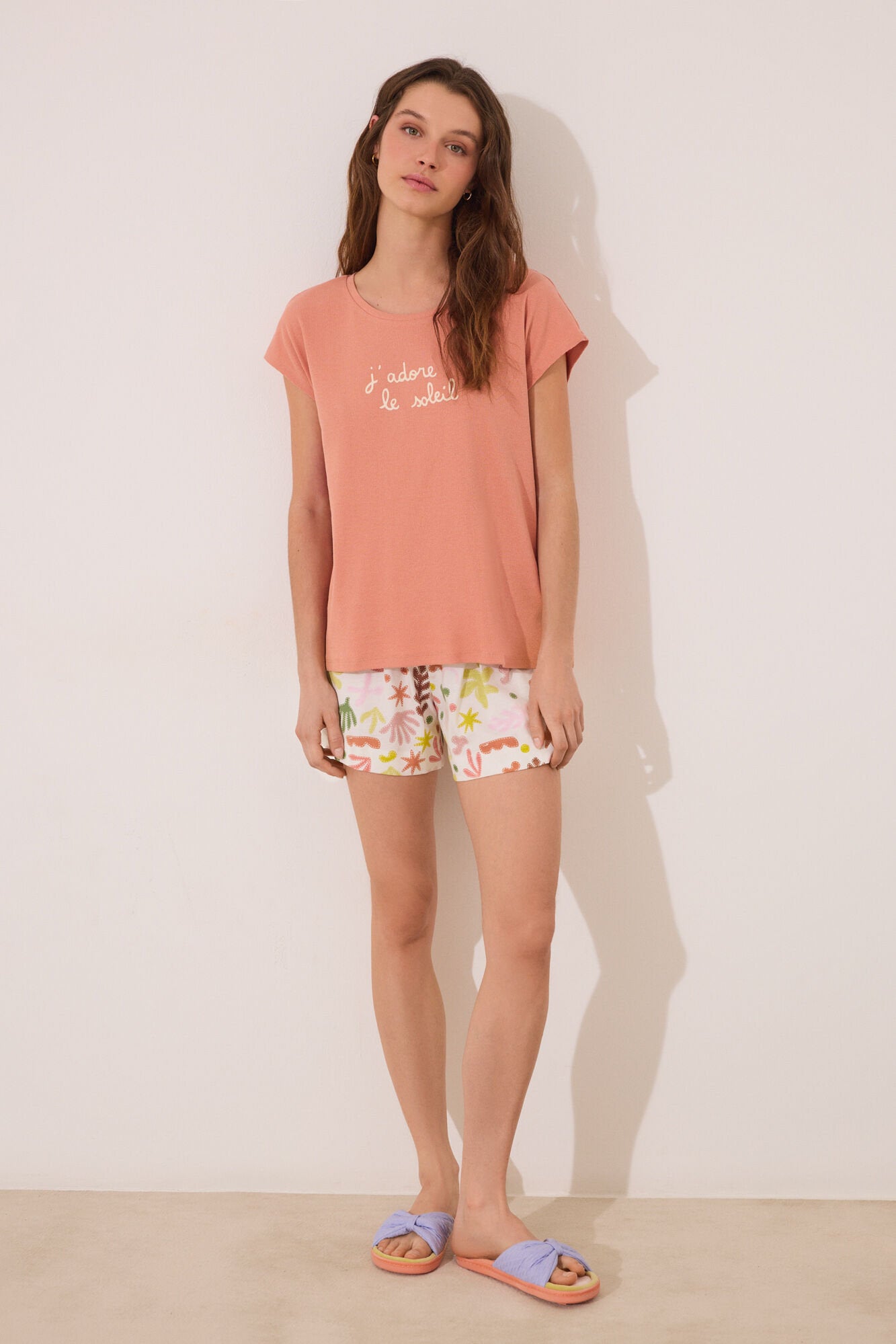 Women Secret_Orange Cotton Short Pyjamas with Leaves_3599188_64_03