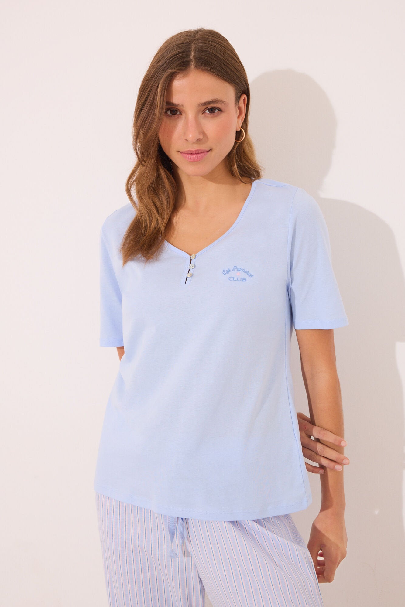Women Secret_Capri Pyjamas 100% Cotton Blue Striped_3599189_16_03
