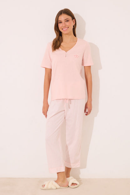 Women Secret_Capri Pyjamas 100% Cotton Orange Striped_3599190_66_02