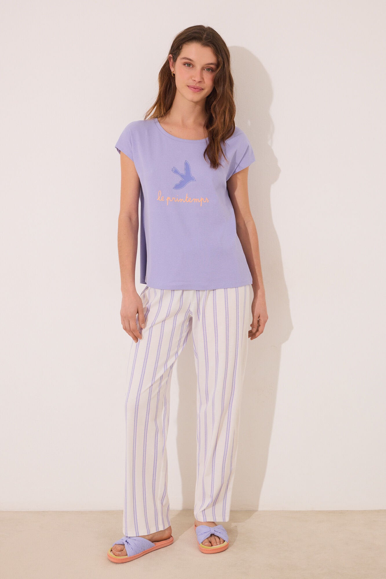 Women Secret_Lilac Striped Cotton Lounge Pyjamas_3599191_75_01