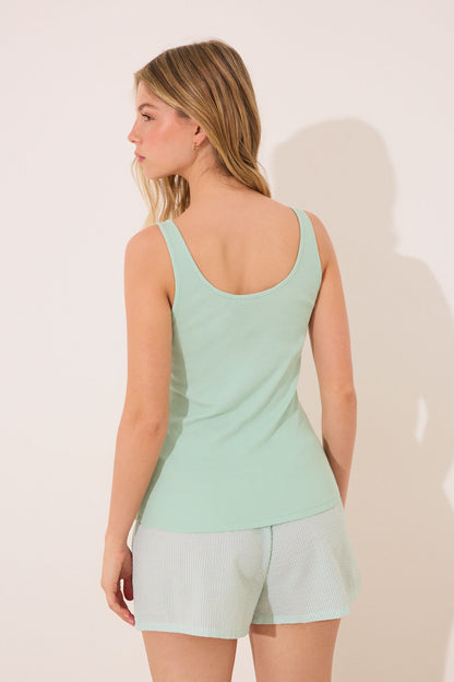 Women Secret_Green Print Cotton Straps Pyjamas_3599206_29_06