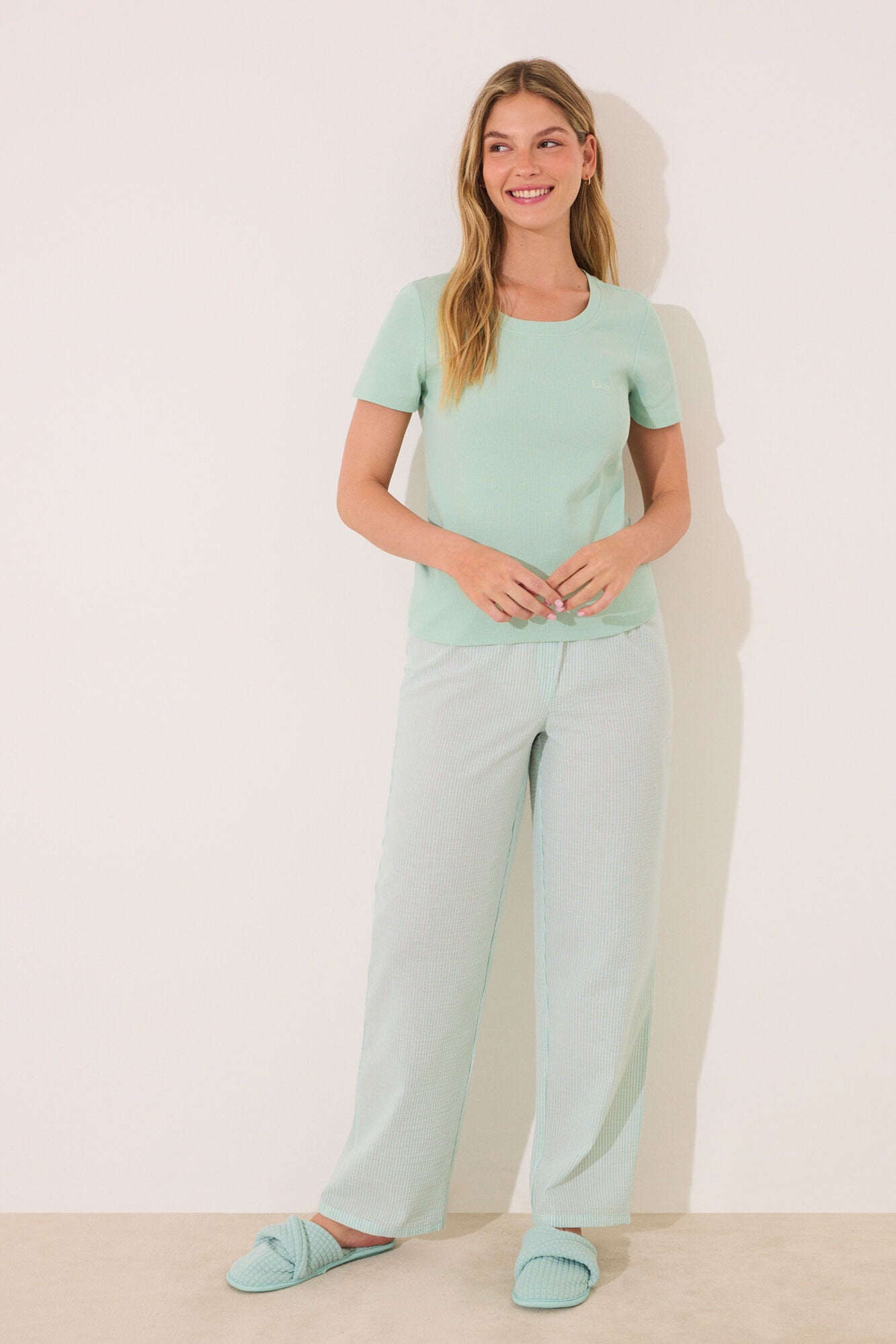 Women Secret_Green Cotton Short Sleeve Sleeved Pyjamas_3599209_29_02