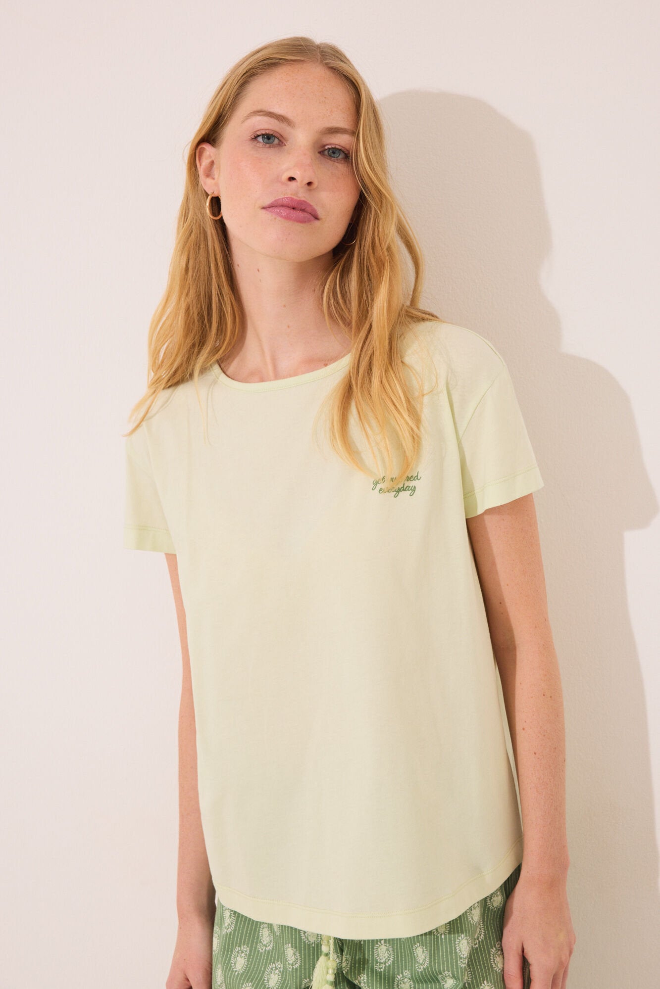 Women Secret_Green Print Cotton Short Sleeve Pyjamas_3599211_28_03
