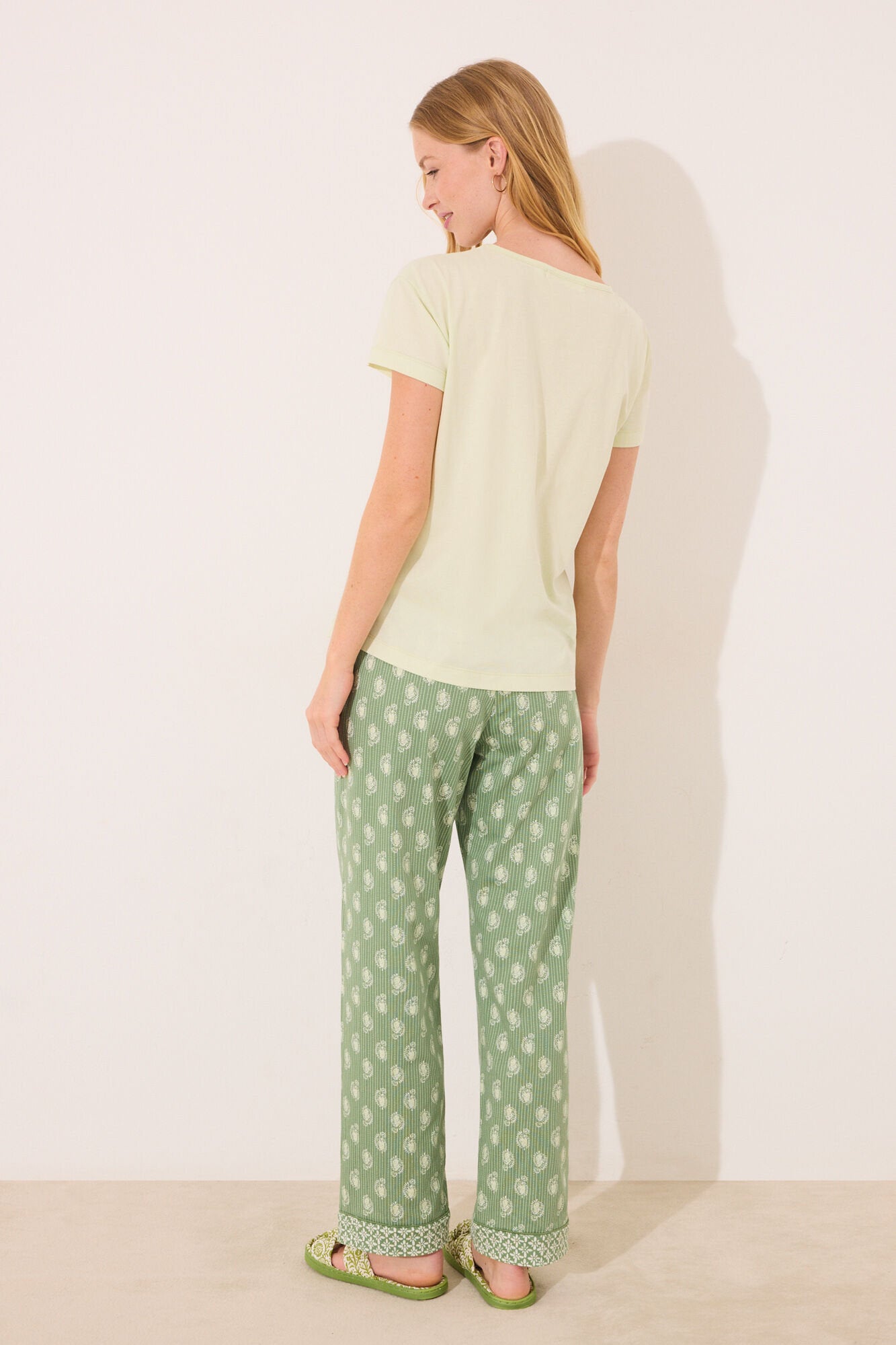 Women Secret_Green Print Cotton Short Sleeve Pyjamas_3599211_28_05
