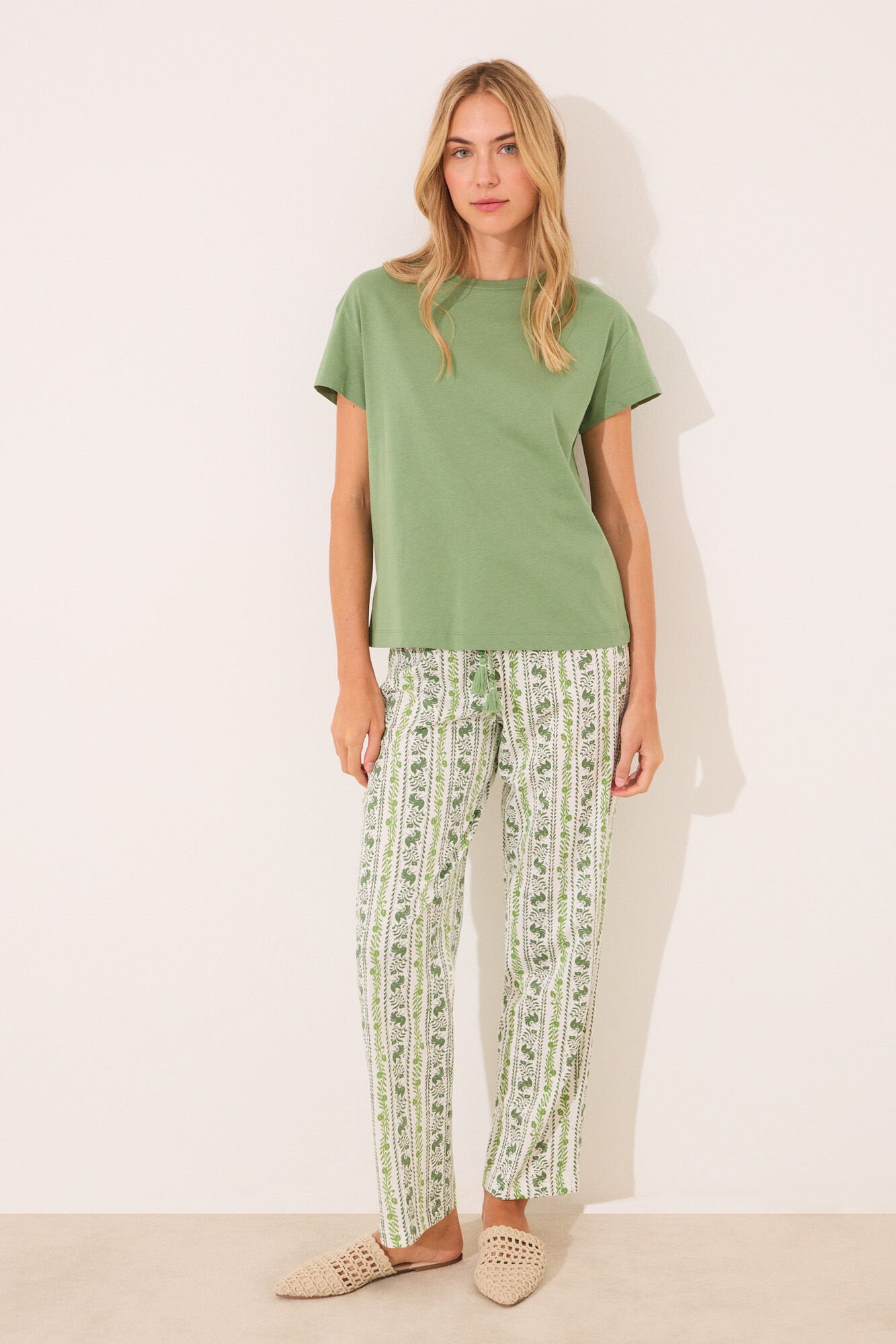 Women Secret_Green Print Cotton Short Sleeve Pyjamas_3599216_21_02