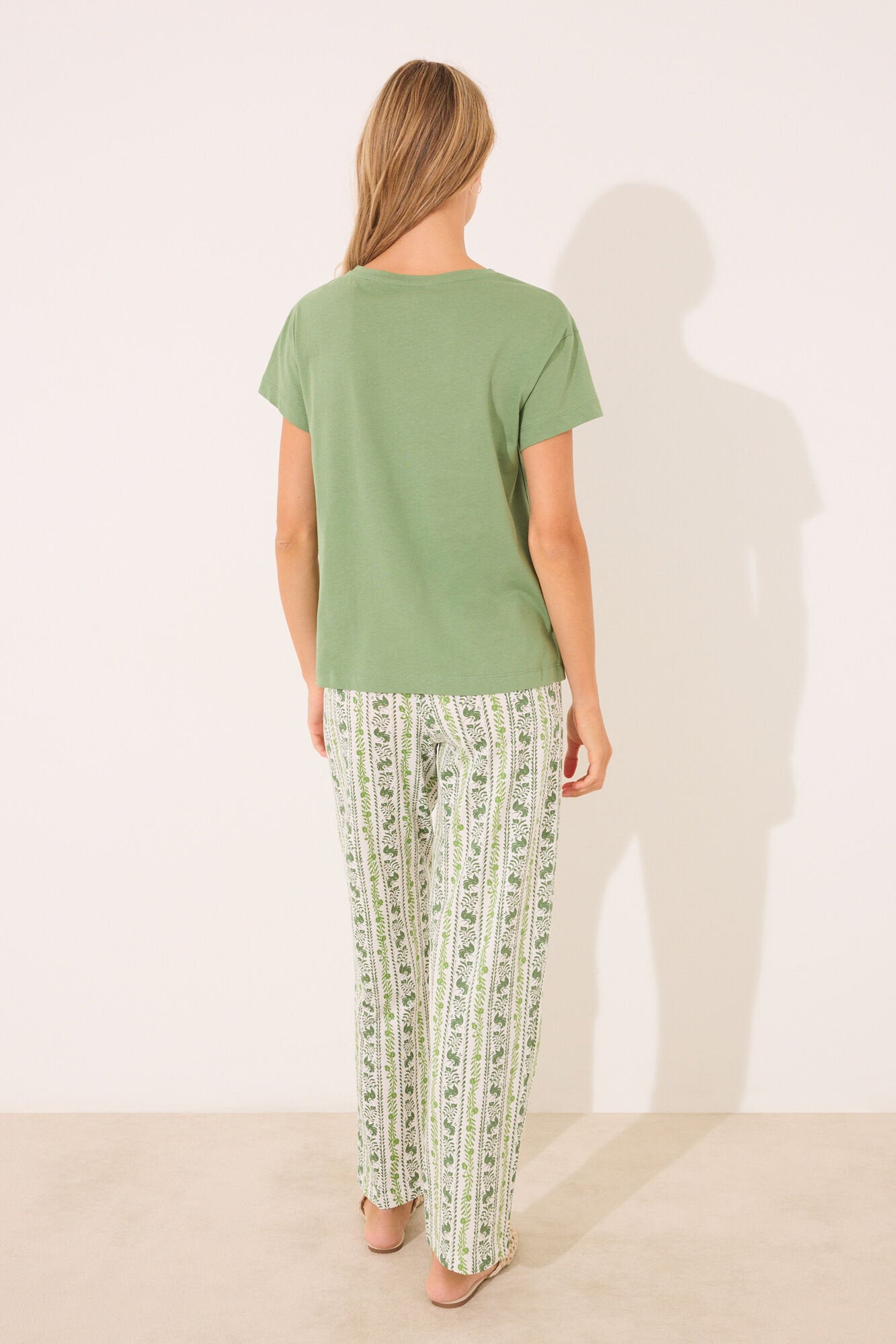 Women Secret_Green Print Cotton Short Sleeve Pyjamas_3599216_21_05