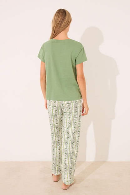 Women Secret_Green Print Cotton Short Sleeve Pyjamas_3599216_21_05