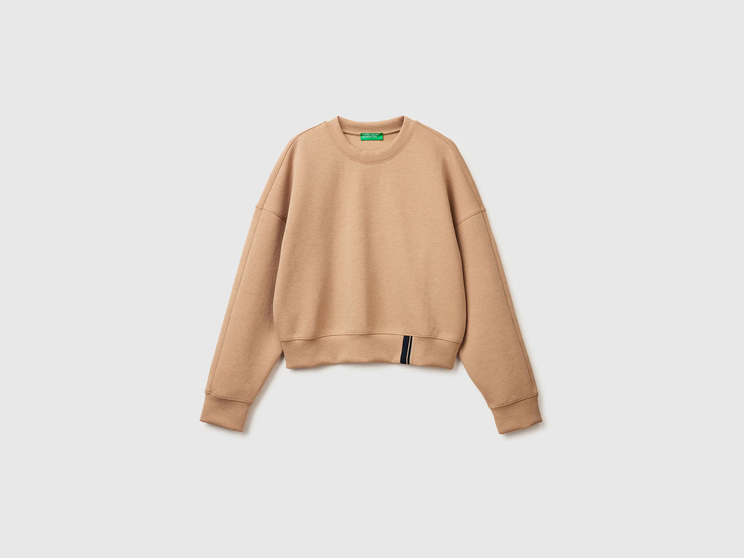 Benetton Camel Women Boxy Fit Sweatshirt with Crest on The Back SKU: 35B1D201G_21R Image 01