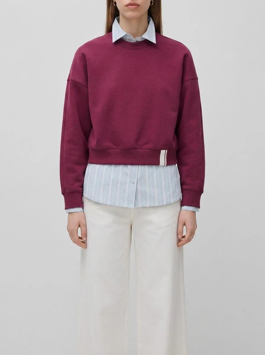Benetton Burgundy Women Boxy Fit Sweatshirt with Crest on The Back SKU: 35B1D201G_299 Image 00