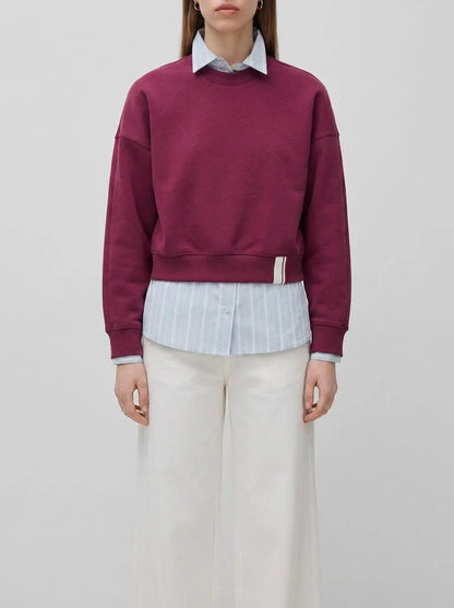 Benetton Burgundy Women Boxy Fit Sweatshirt with Crest on The Back SKU: 35B1D201G_299 Image 00