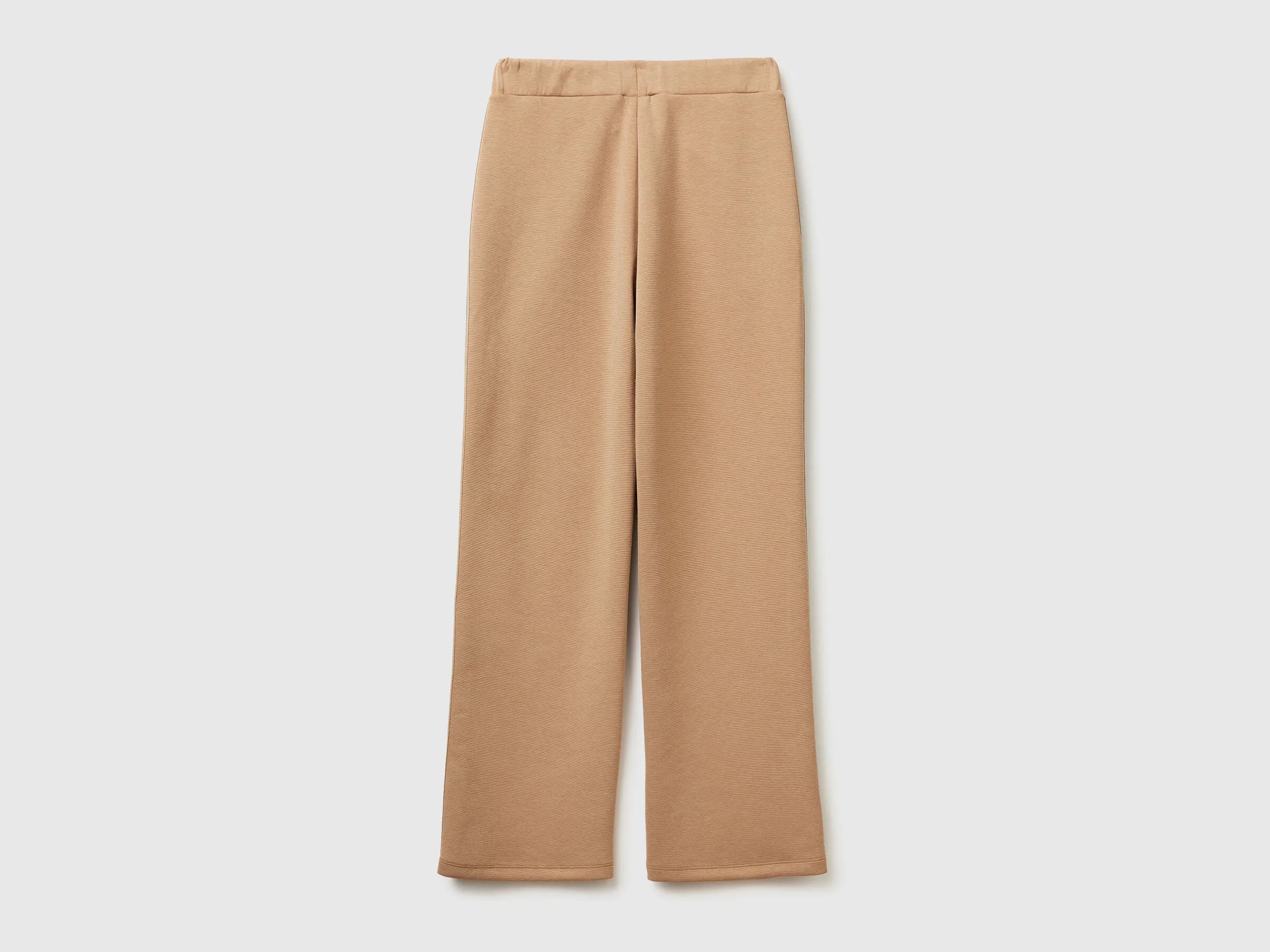 Benetton Camel Women Trousers with Striped Side Bands SKU: 35B1DF01H_21R Image 02
