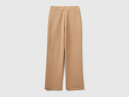 Benetton Camel Women Trousers with Striped Side Bands SKU: 35B1DF01H_21R Image 02