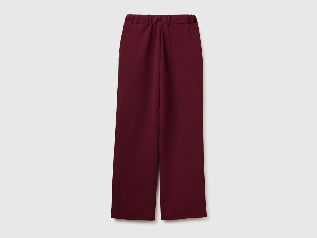Benetton Burgundy Women Trousers with Striped Side Bands SKU: 35B1DF01H_299 Image 02