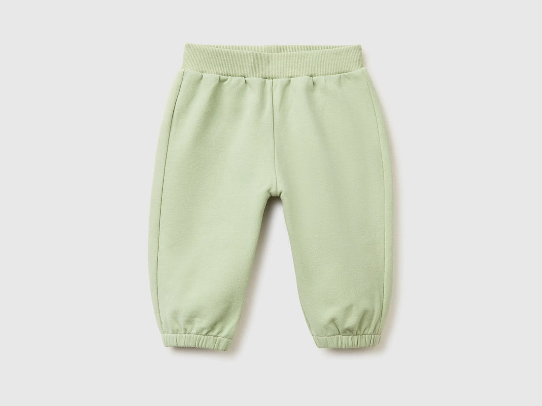 Benetton Light Green Newborn Trousers with Embroidery on The Back SKU: 35FNAF029_218 Image 01