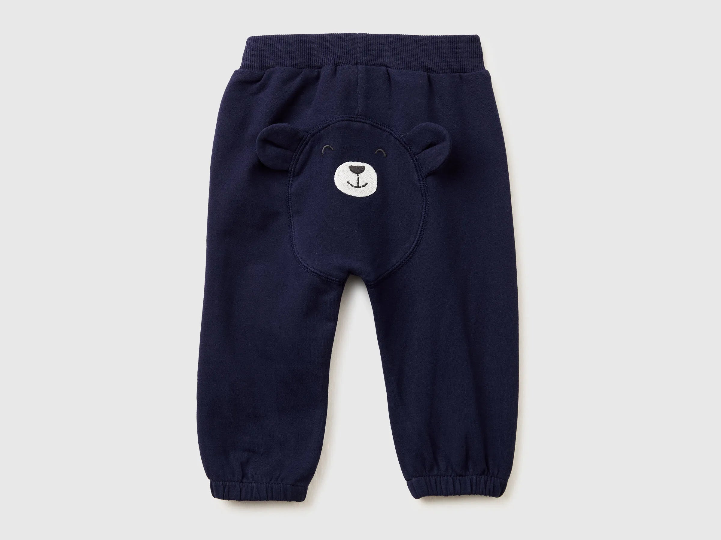 Benetton Dark Blue Newborn Trousers with Embroidery on The Back SKU: 35FNAF029_252 Image 02