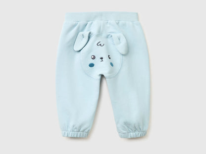 Benetton Sky Blue Newborn Trousers with Embroidery on The Back SKU: 35FNAF029_33W Image 02