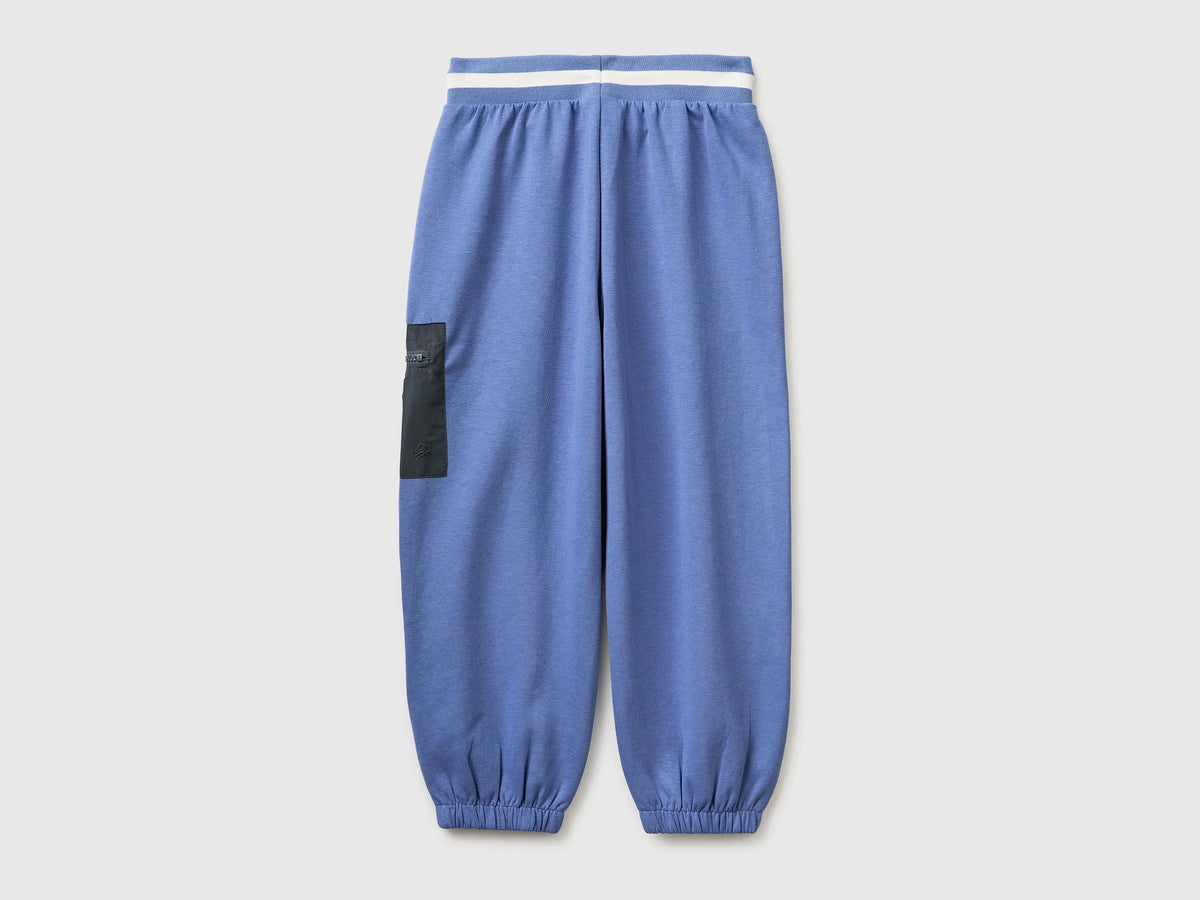 Benetton Air Force Blue Boys Joggers with Nylon Pocket SKU: 35JVCF072_05N Image 02