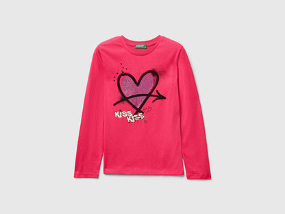 Benetton_Fuchsia_T-Shirt with Glitter Print_35RYC10QE_1A2_01