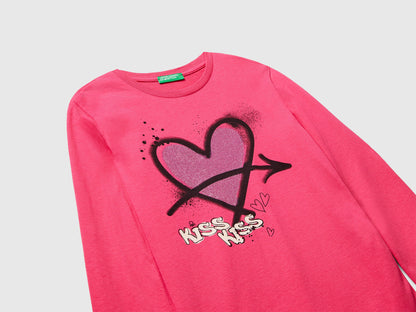 Benetton_Fuchsia_T-Shirt with Glitter Print_35RYC10QE_1A2_03